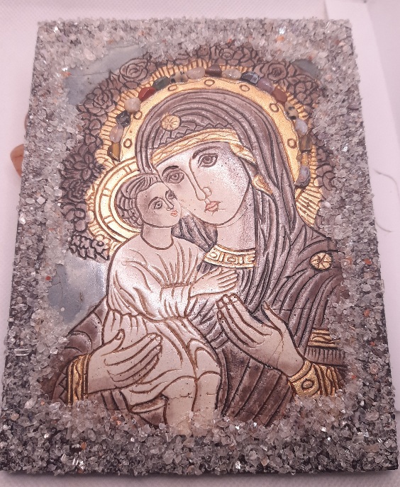 Χειροποίητο εικονίδιο με ενεργειακές πέτρες -Παναγία