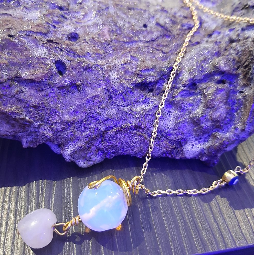 Χειροποιητα κοσμηματα φεγγαροπετρας με ροζ χαλαζια