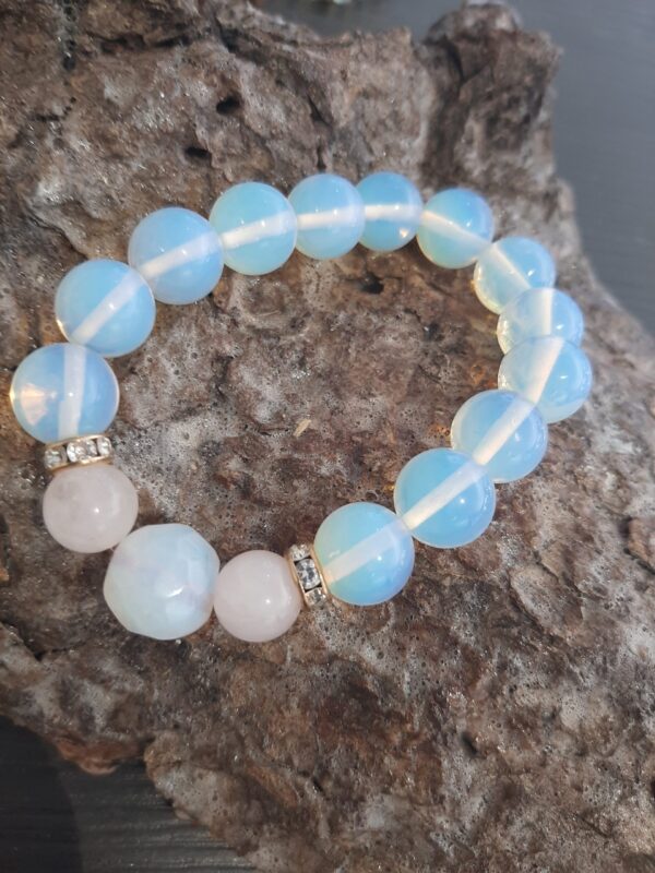 Βραχιόλι με Φεγγαρόπετρα και Ροζ χαλαζίας - Αγάπη